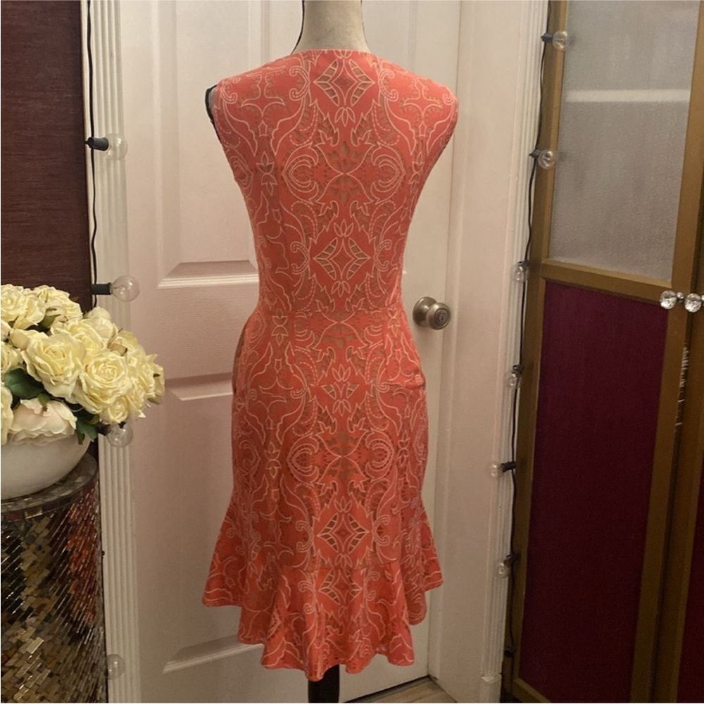 BCBGMaxAzria Pink Patterned High Low Dress, US4 - Picture 9 of 11